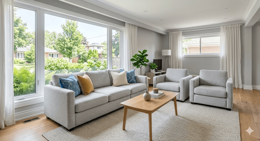 Freshly cleaned living room furniture