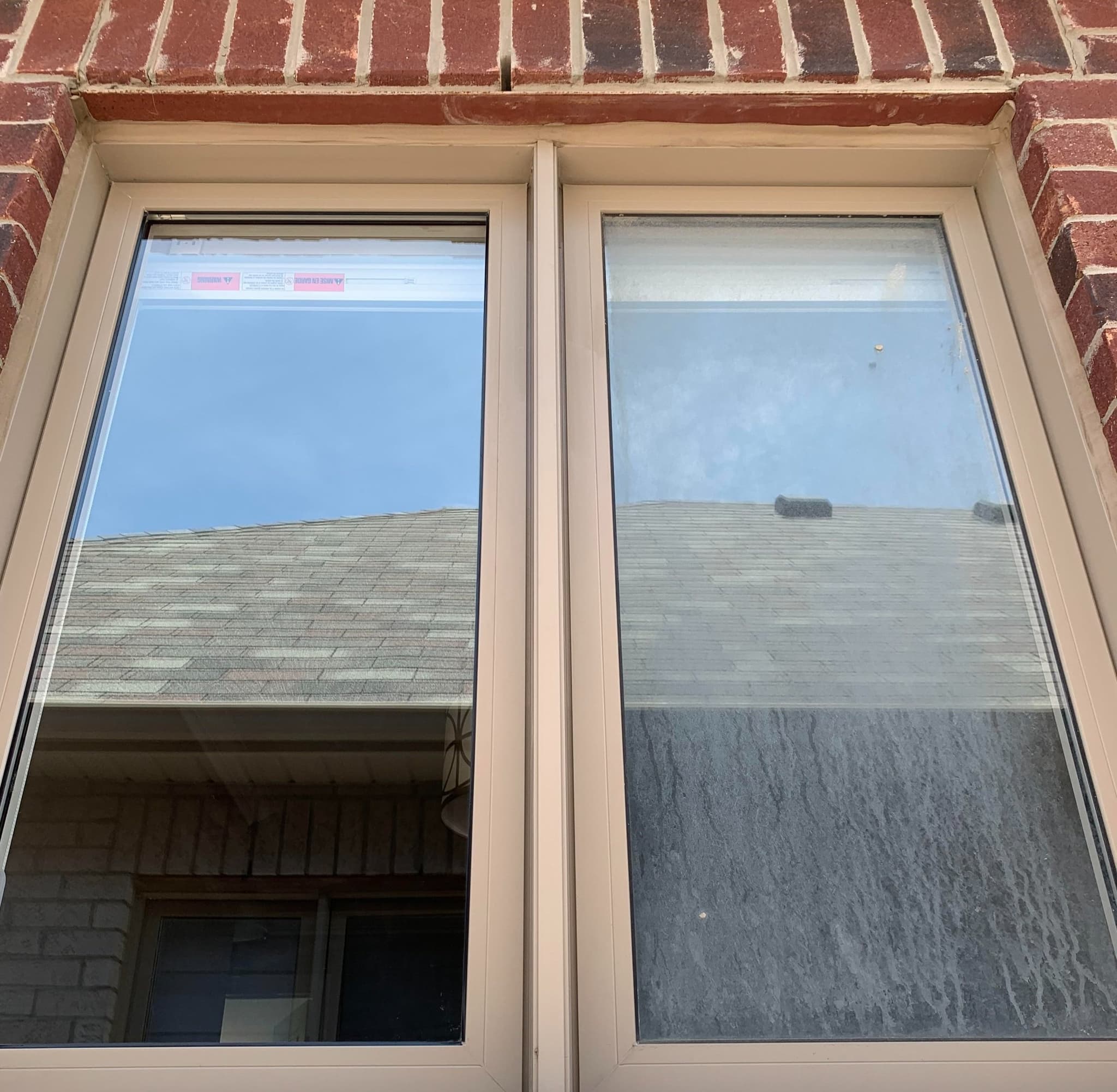 Before and after window cleaning results showing dramatic improvement