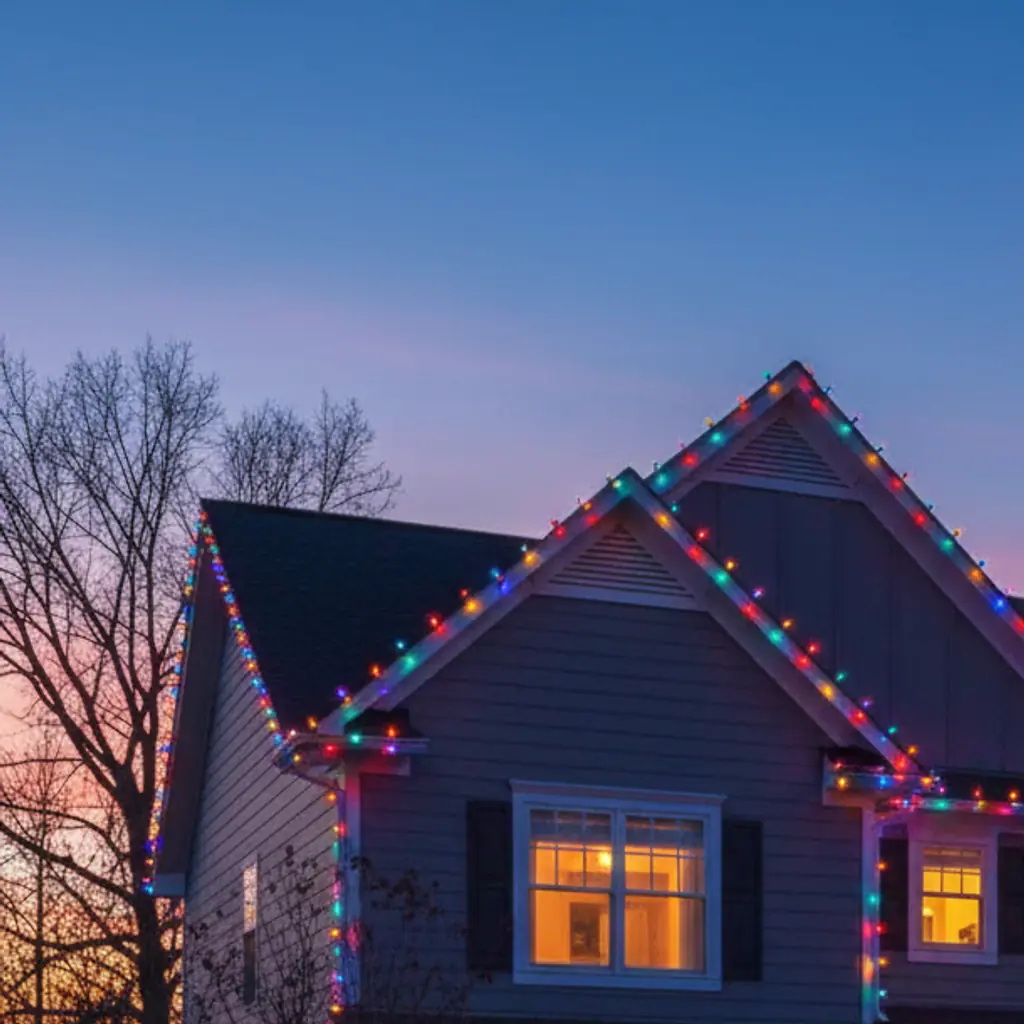 Christmas lights tree wrapping
