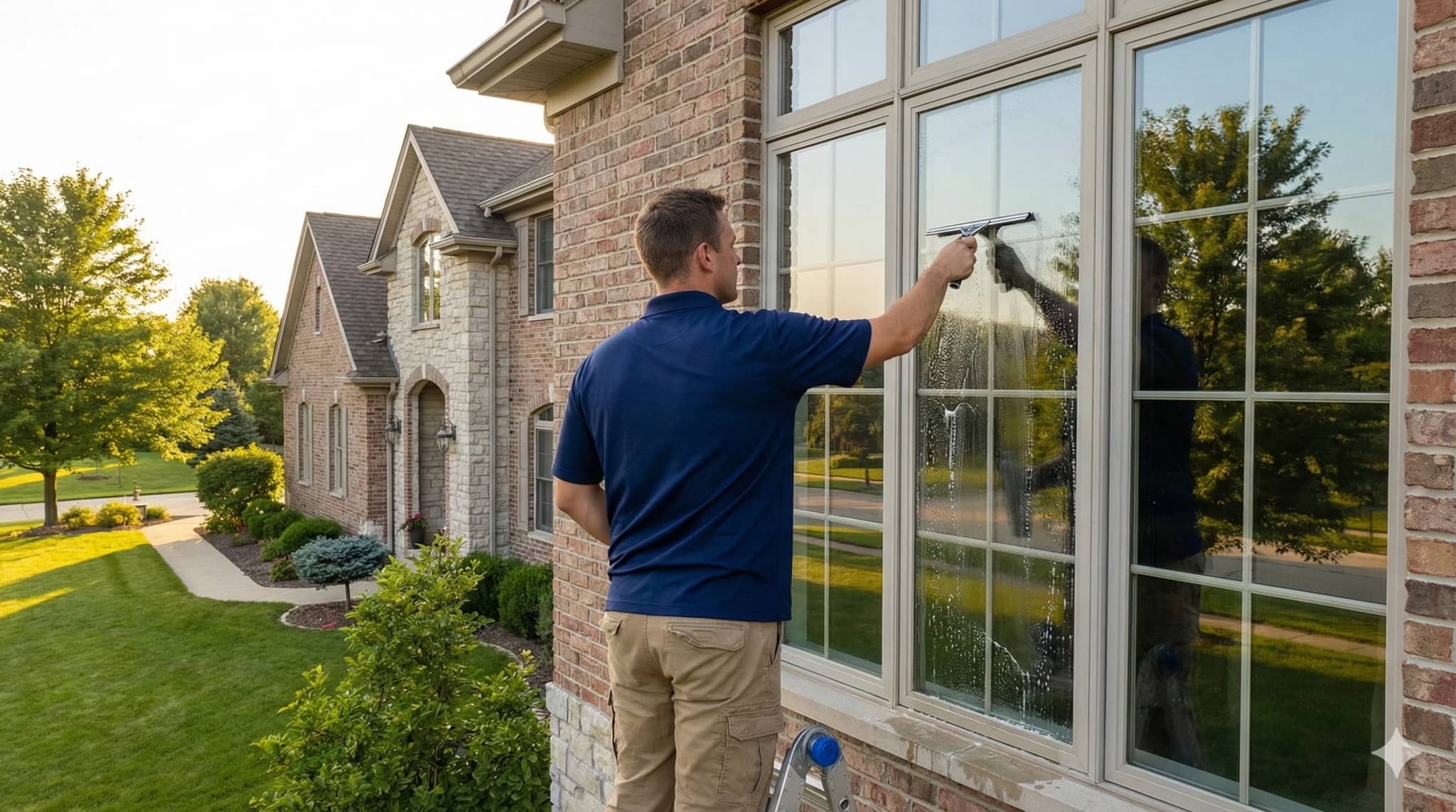 Window-cleaning technician working on a GTA home